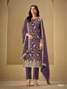 Chinon lourd avec séquence broderie Stich travail avec Jarkhan Daimond palazzo avec dupatta costume indien Salwar par royal export - Product Image 4