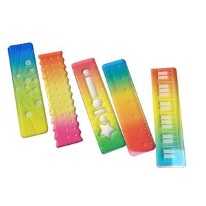 Promoción: Paquete de 6 Reglas de Plástico de 6 cm, Multicolores, Mini, Transparentes, Onduladas y Rectas para Planificador - Product Image 2