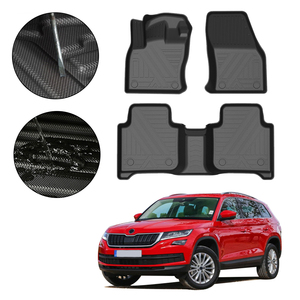Muchkey tappetino per piedi completamente circondato per <span class=keywords><strong>Skoda</strong></span> <span class=keywords><strong>Kodiaq</strong></span> <span class=keywords><strong>2017</strong></span> 2018 2019 2020 tappetino antiscivolo impermeabile per auto accessori per auto in TPE - Product Image 3
