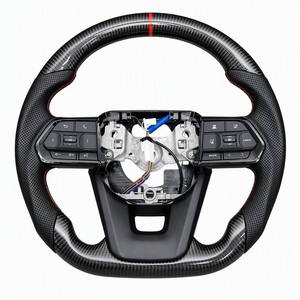 Volant de voiture en cuir et fibre de <span class=keywords><strong>carbone</strong></span> cousu à la main de qualité OEM, utilisé pour Toyota LC300 Land Cruiser Camry Hiace Hilux Corolla - Product Image 5