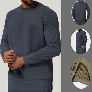 Sweat-shirt Yiyi respirant, anti-transpiration, doux pour la peau et confortable, col rond, mélange de coton, poignets et ourlet côtelés, <span class=keywords><strong>pull</strong></span>-over - Product Image 1