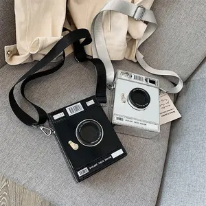 Retro quadratisches Leder automatische Filmkamera Form Kette Schulter Lady Casual Mini Messenger Geldbörse Personal isierte Clutch Handtasche Tasche