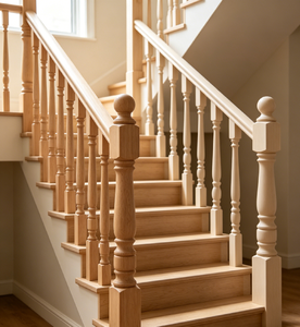 Componentes de Escalera de Madera: Capuchón de Peldaño Esférico de Diseño Interior Clásico Personalizado, Roble Blanco, Ecológico, Duradero, Seguro y de Fácil Instalación - Product Image 6
