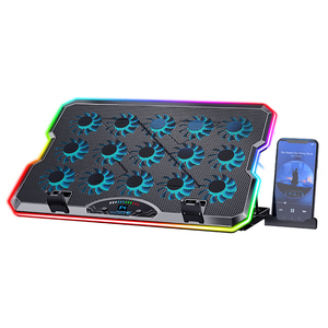 Coussin de refroidissement pour <span class=keywords><strong>ordinateur</strong></span> <span class=keywords><strong>portable</strong></span> de jeu robuste 15 ventilateurs <span class=keywords><strong>Portable</strong></span> RGB refroidisseur pour <span class=keywords><strong>ordinateur</strong></span> <span class=keywords><strong>portable</strong></span> coussin de refroidissement avec <span class=keywords><strong>support</strong></span> pour téléphone - Product Image 3