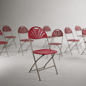 Chaise pliante rouge avec dossier ventilé, structure métallique, assise en plastique, pour jardin extérieur, légère, portable, style minimaliste - Product Image 1
