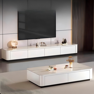 Soporte de <span class=keywords><strong>TV</strong></span> <span class=keywords><strong>Flotante</strong></span> de Lujo, Mueble de Pared de Madera Blanca de Nuevo Diseño <span class=keywords><strong>para</strong></span> Sala de Estar o Comedor con Unidad de <span class=keywords><strong>TV</strong></span> LED - Product Image 5