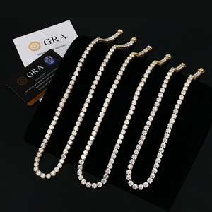 Collares de Moda Vvs Hiphop con Hebilla, Chapados en Oro, de 6mm, con Racimo de Moissanita, de Plata de Ley 925, para Mujer - Product Image 1