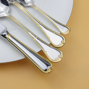 Ensemble de couverts <span class=keywords><strong>en</strong></span> acier inoxydable 304 de luxe moderne <span class=keywords><strong>argent</strong></span>é et doré pour mariage et fête, 5 pièces, couteaux et fourchettes - Product Image 3