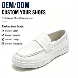 Mocassins personnalisés en cuir véritable blanc, à enfiler, bout rond, chaussures confortables toutes saisons, semelle intermédiaire en EVA, semelle extérieure en caoutchouc - Product Image 1