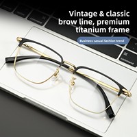 Lunettes Danyang style punk, nouvelles montures demi-cerclées pour hommes, personnalisables sur ordonnance, montures de myopie haut de gamme en titane pur AC