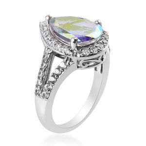 Nhẫn Đá Lớn, Nhẫn Topaz Bạc Huyền Bí 925 Cho Nữ, Trang Sức Đá Topaz Huyền Bí Lửa Cầu Vồng - Product Image 3