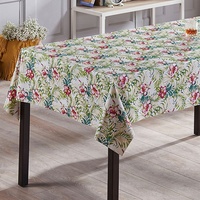 Nappe en PVC tissé RNPT, imperméable et résistante à l'huile, motif floral, style luxueux PW94-R319-1