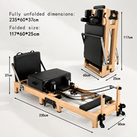 Appareil de Pilates Reformer pliable MJD pour entraînement corporel à domicile (bois de chêne), Reformer Pilates en bois de chêne pour studio de Pilates.