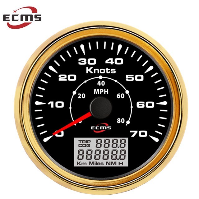 New ECMS Motorcycle Truck 85mm GPS Speedometer 0-70Knots 0-80MPH LCD Display