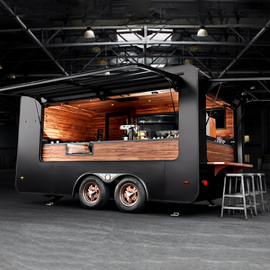 ZOWN Matte Black Luxury Electric Coffee Food <b>Trailer</b> Wooden Interior Custom Bar Counter Mobile Cafe <b>Concession</b> Vehicle - Product Image 1