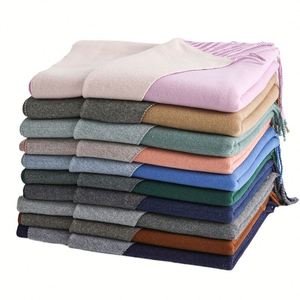 Chal de invierno de cachemira suave para mujer, diseño liso de doble cara, con flecos, cortavientos, grueso, tipo bufanda manta extragrande para el cuello, para el día a día - Product Image 5