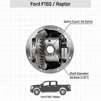 Différentiel blocable pneumatique HF RDTBD pour Ford F150 Raptor arrière 9,75 po 34 cannelures, blocage de différentiel tout-terrain 4x4 toutes rapports, à partir de 2004