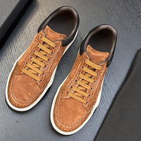 Sneakers de skate en cuir gaufré croco de luxe pour hommes, style Old Money, à lacets, chaussures décontractées