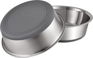 Anti-Slip Double-Walled Stainless Steel <b>Bowl</b> Cats Pet Basic Food Water Feeding Stocked Single Rubber Base Rounded Vacuum - Product Image 1