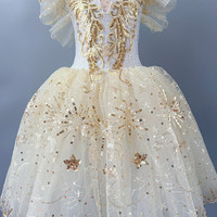 Robe de ballet pour enfants, costume de spectacle long, robe en tulle à manches courtes, modèle de danse du Petit Cygne pour filles