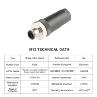 M12 usine livraison en 7 jours connecteur étanche 4 5 8 broches PG7/PG9-prise droite assemblage sans soudure mâle/femelle tête de câble IP67