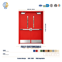 Porte d'issue d'urgence coupe-feu pour centre commercial, barre anti-panique rouge, robuste, fabricant