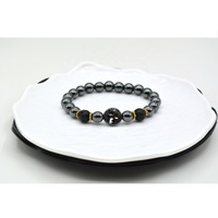 2026 Neuerscheinung Handgefertigter Herrenring aus Vulkangestein und Edelstahl mit Hämatit-Lebensbaum Elastische Armbänder für Männer
