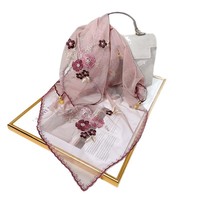 Nouvelle Collection Printemps – Foulard Châle Musulman en Polyester, Style National Sophistiqué, Broderie Florale, Léger et Tendance, Écharpe en Dentelle Polyvalente