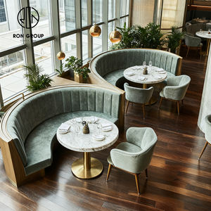 Canapé <span class=keywords><strong>moderne</strong></span> en velours courbé avec <span class=keywords><strong>table</strong></span> et chaises en marbre rond pour café, restaurant et espace de restauration - Product Image 1