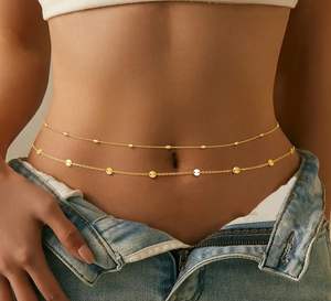 Europeus e americanos Jóias New Metal Lantejoula Redonda Bead Sexy Cintura Cadeia Corpo Ajustável - Product Image 6