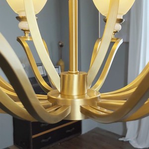 Factory Custom 8 Bulbs Elegant Brass Chandelier with Frosted Glass Shades a Stylish <b>Lighting</b> Fixture for Modern <b>Spaces</b> - Product Image 5
