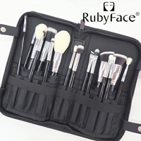 Ensemble de 16 pinceaux de maquillage professionnels, manche noir, virole argentée, pinceaux pour poudre, fond de teint, contour, fard à paupières, avec étui