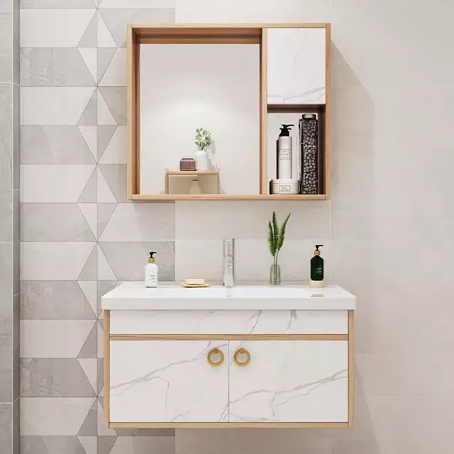 Hot Sell Solid Wood Bathroom Vanity Wash Basin Cabinet Set