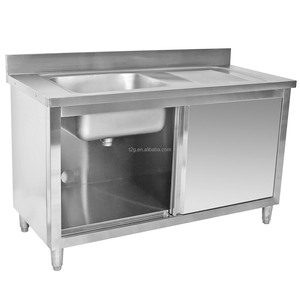 NSF Certified <b>Stainless</b> <b>Steel</b> 201/304 Square Tube Commercial Kitchen Work Table Sink Table Backsplash Cabinet Food-Grade Powder - Product Image 3
