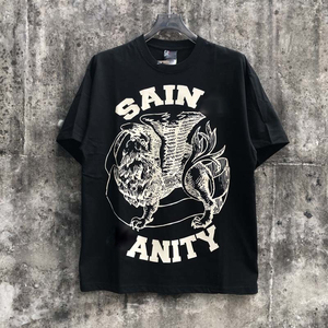 Top Quality Saints Vanity Heavyweight 100% Cotton Flame Print Custom Oversized Tears Streetwear <b>Short</b> <b>Sleeves</b> for <b>Mens</b> T-<b>shirt</b> - Product Image 4