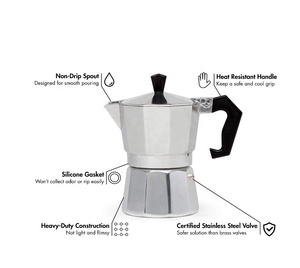 Set pour préparer le café mokapot, poêle à induction de haute qualité, en aluminium, mocha espresso, 3 pièces - Product Image 4
