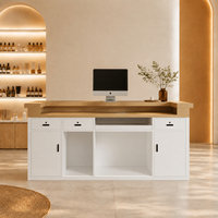 Comptoir de réception moderne à LED blanches, pour salon de beauté, clinique, bureau, hôpital, centre commercial, spa, logo personnalisé disponible