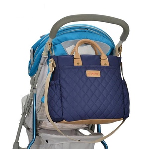 Borsa a tracolla per mamme di maternità blu Navy di maternità per pannolini per bambini in Nylon all'ingrosso di alta qualità con fasciatoio, portabottiglie - Product Image 3