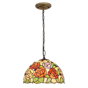 Lámpara de Araña de Vidrio Estilo Retro Europeo con Rosas, para Restaurante, Cafetería, Barra, Dormitorio, Entrada, Balcón, CA - Product Image 5