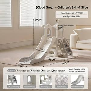 Ensemble de toboggan, balançoire et structure d'escalade en plastique PE pour enfants, équipement de terrain de jeu multifonctionnel pour tout-petits, maternelle et garderie - Product Image 1
