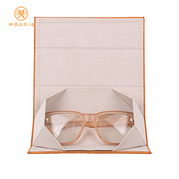 Étuis à lunettes pliables personnalisés avec logo, en PU, élégants et anti-pression, pour hommes et femmes