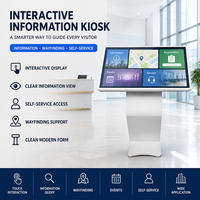 Kiosque interactif tactile pour centre commercial, terminal d'information en libre-service, graphismes animés pour bureaux