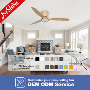 Ventilador de techo 1stshine Aspas de madera maciza Ventilador de techo remoto inteligente de madera de alta velocidad de 52 pulgadas con luz - Product Image 4