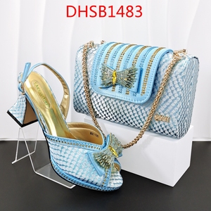 <span class=keywords><strong>Scarpe</strong></span> da donna eleganti e semplici abbinate borsa in tessuto mimetico con fibbia diamantata decorazioni casual <span class=keywords><strong>tacco</strong></span> alto pantofole - Product Image 6