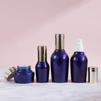Ensemble de flacons et pots cosmétiques de luxe en verre, flacons et pots cosmétiques ronds, ensemble de flacons en verre vert pour emballage de lotion