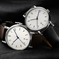 Montre Bonill OEM Logo Mouvement à quartz Verre minéral Bracelet en cuir