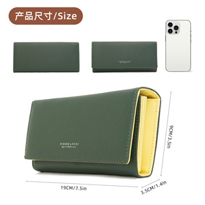Cartera Larga Pierre Louis de 5 Pulgadas, Color Sólido, con Cierre y Ranuras para Tarjetas, para Mujer, Uso Diario - Product Image 3