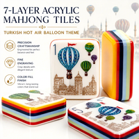 Tuiles de Mahjong en Acrylique de Luxe à 7 Couches, Haute Qualité, Portables, Durables, Résistantes à l'Eau, Motif Personnalisé Walk Me, Ensemble de 160 Pièces