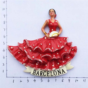 Polyresin/resina imán bailarina de Flamenco <span class=keywords><strong>Barcelona</strong></span> España resina 3d fuerte imán de nevera de recuerdo turística regalo chino - Product Image 5