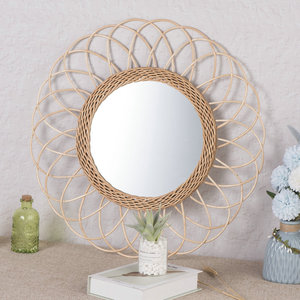 Round Rattan Wall <b>Mirror</b> Nordic Style Decorative <b>Hanging</b> <b>Mirror</b> For Living Room Home Decor XH21-208 - Product Image 3